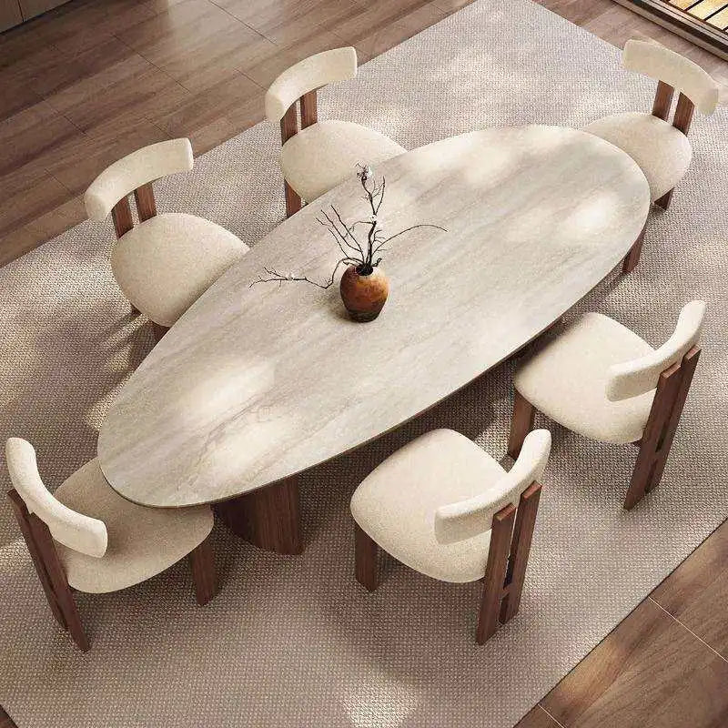 SANQI Marble Slate Tabletop Dining Table Italian Minimalist Droplet Shape Home Dining Table Factory Wholesale