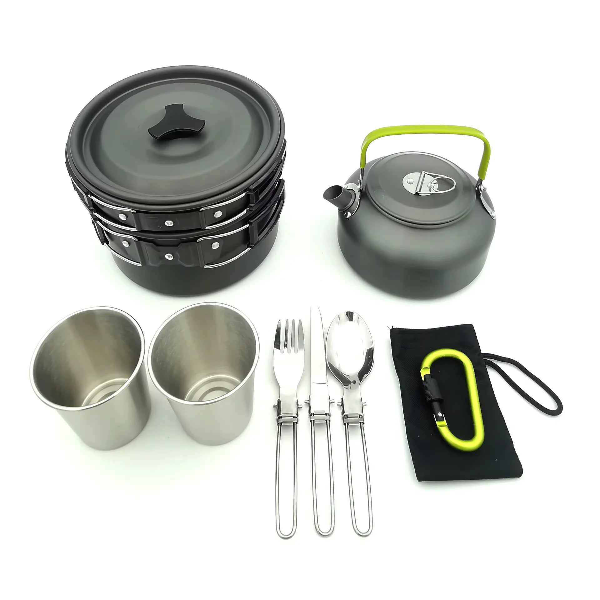 Mingchan Camping Cookware Mess Kit Portable Folding Camping Cooking Pan Pot Set for Backpacking Outdoor Hiking