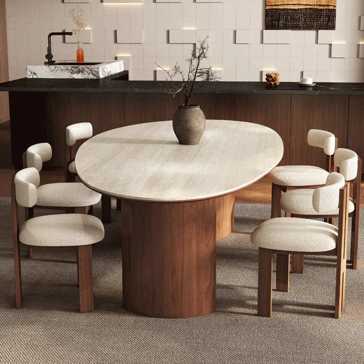 SANQI Marble Slate Tabletop Dining Table Italian Minimalist Droplet Shape Home Dining Table Factory Wholesale