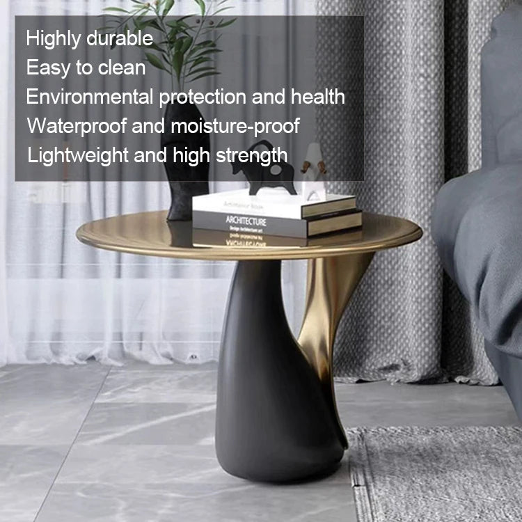 Customized Luxury Fiberglass Round Table with Gold Silver Stand Living Room Furniture Coffee Table Modern Design