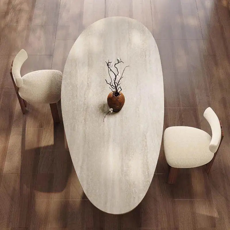 SANQI Marble Slate Tabletop Dining Table Italian Minimalist Droplet Shape Home Dining Table Factory Wholesale