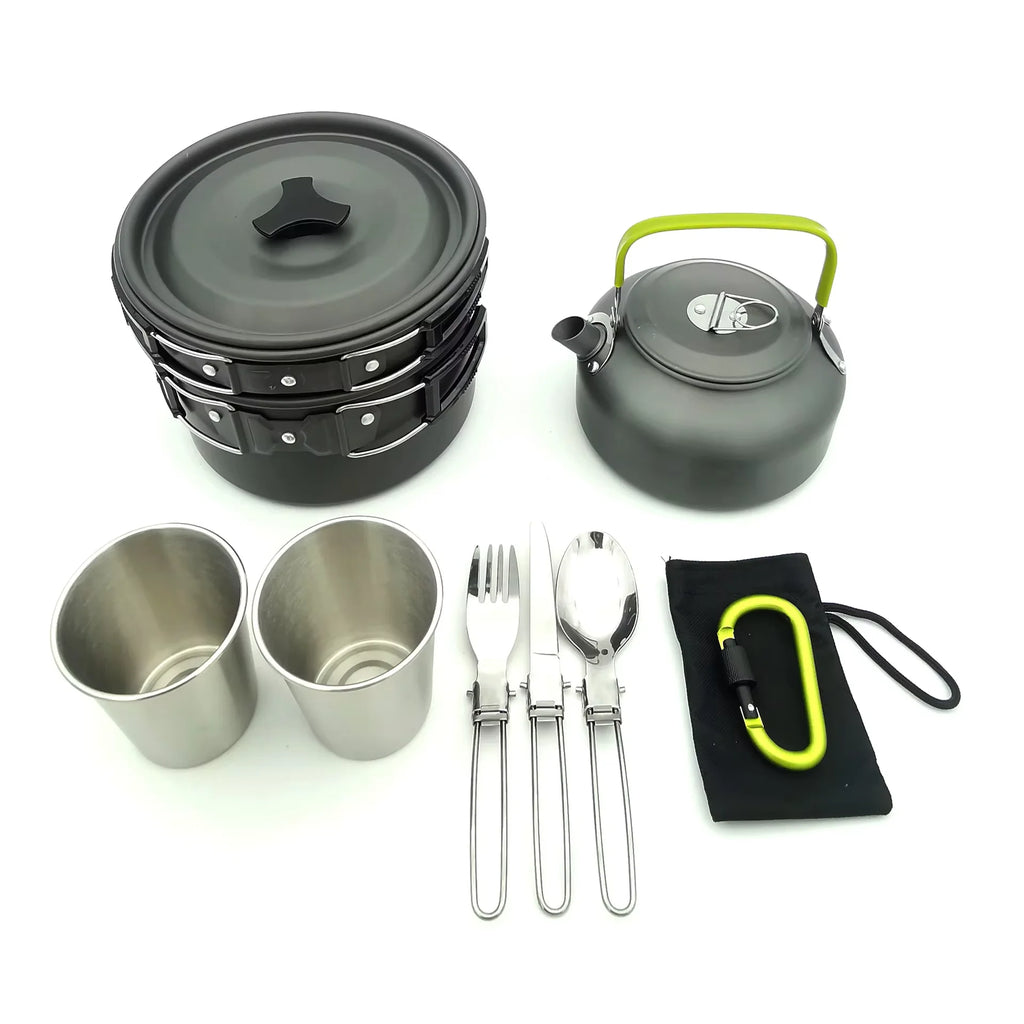 Mingchan Camping Cookware Mess Kit Portable Folding Camping Cooking Pan Pot Set for Backpacking Outdoor Hiking