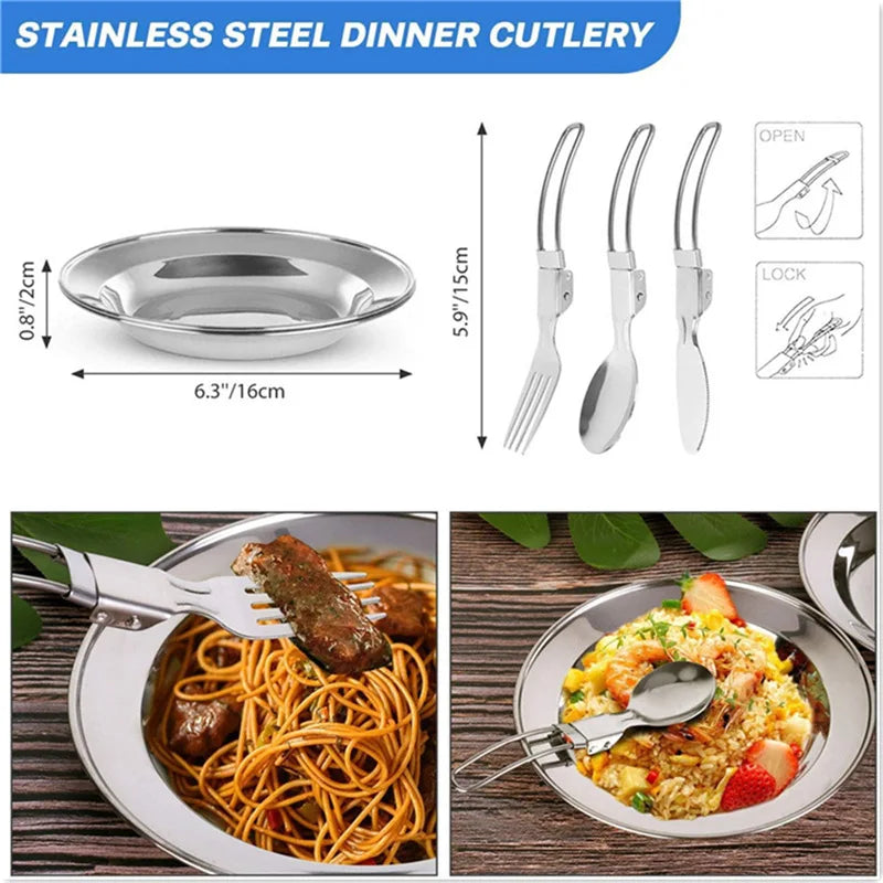 Aluminum Camping Cookware Set with 1-2L Kettle-Portable Outdoor Picnic Pot & Mess Kit for Hiking and Backpacking