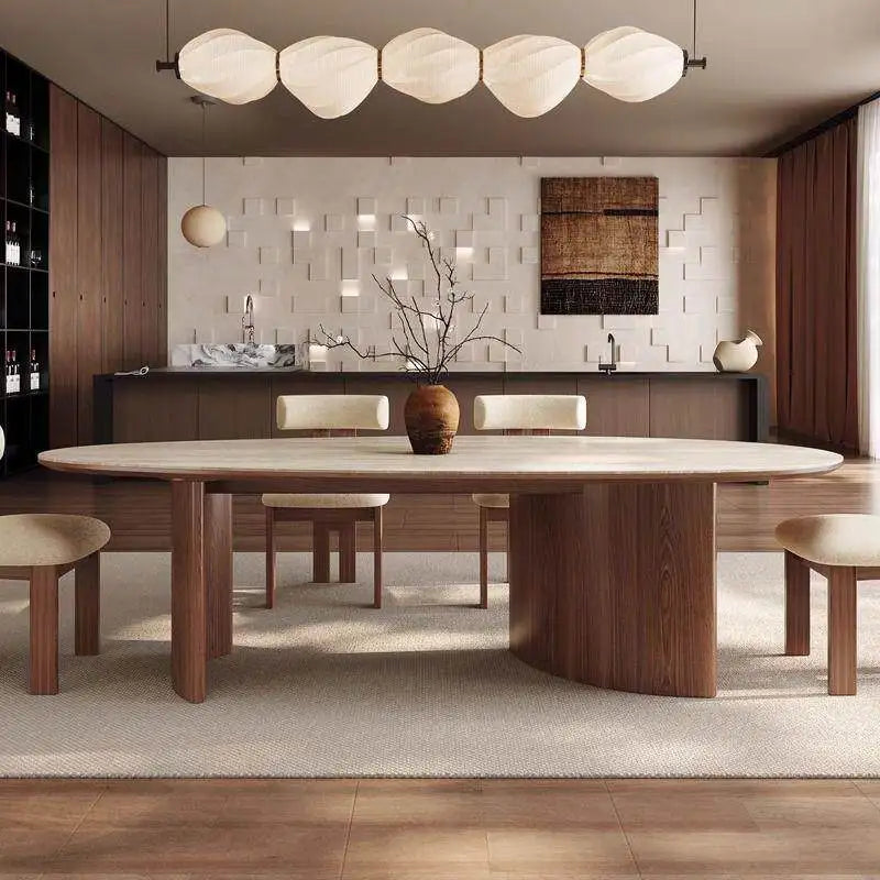 SANQI Marble Slate Tabletop Dining Table Italian Minimalist Droplet Shape Home Dining Table Factory Wholesale