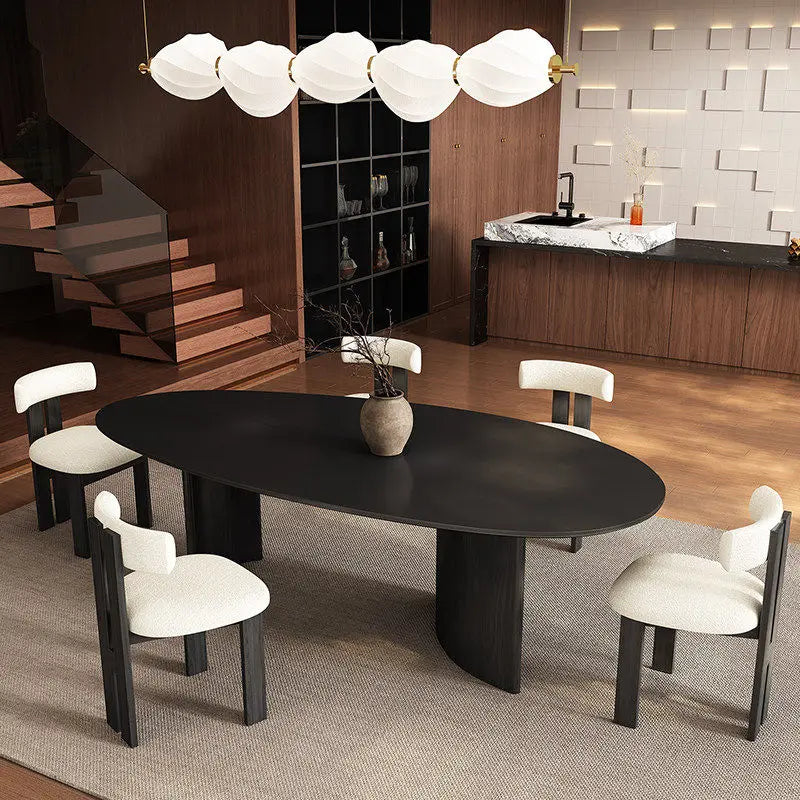 SANQI Marble Slate Tabletop Dining Table Italian Minimalist Droplet Shape Home Dining Table Factory Wholesale
