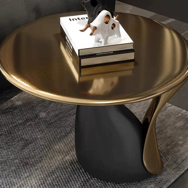 Customized Luxury Fiberglass Round Table with Gold Silver Stand Living Room Furniture Coffee Table Modern Design