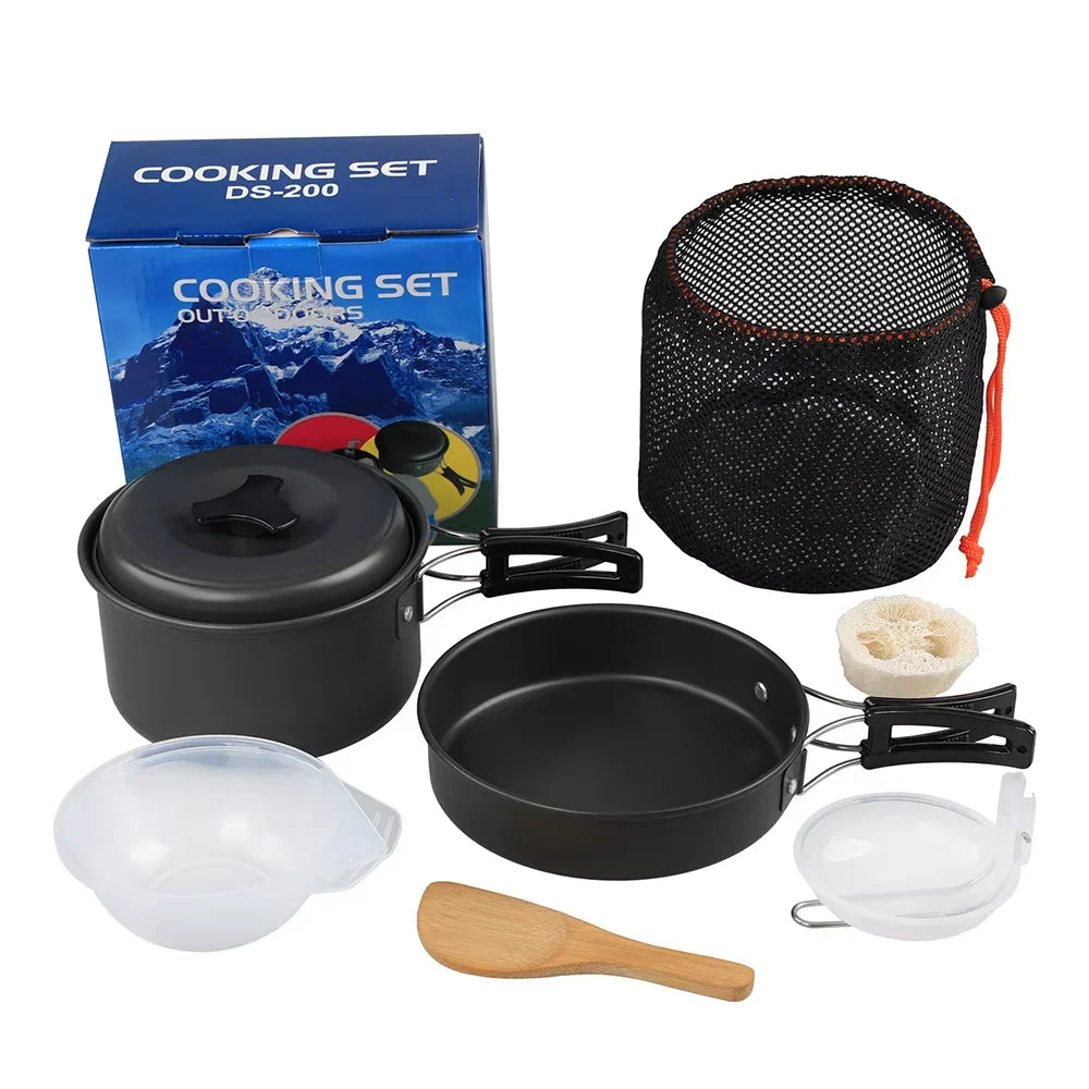 Mingchan Camping Cookware Mess Kit Portable Folding Camping Cooking Pan Pot Set for Backpacking Outdoor Hiking
