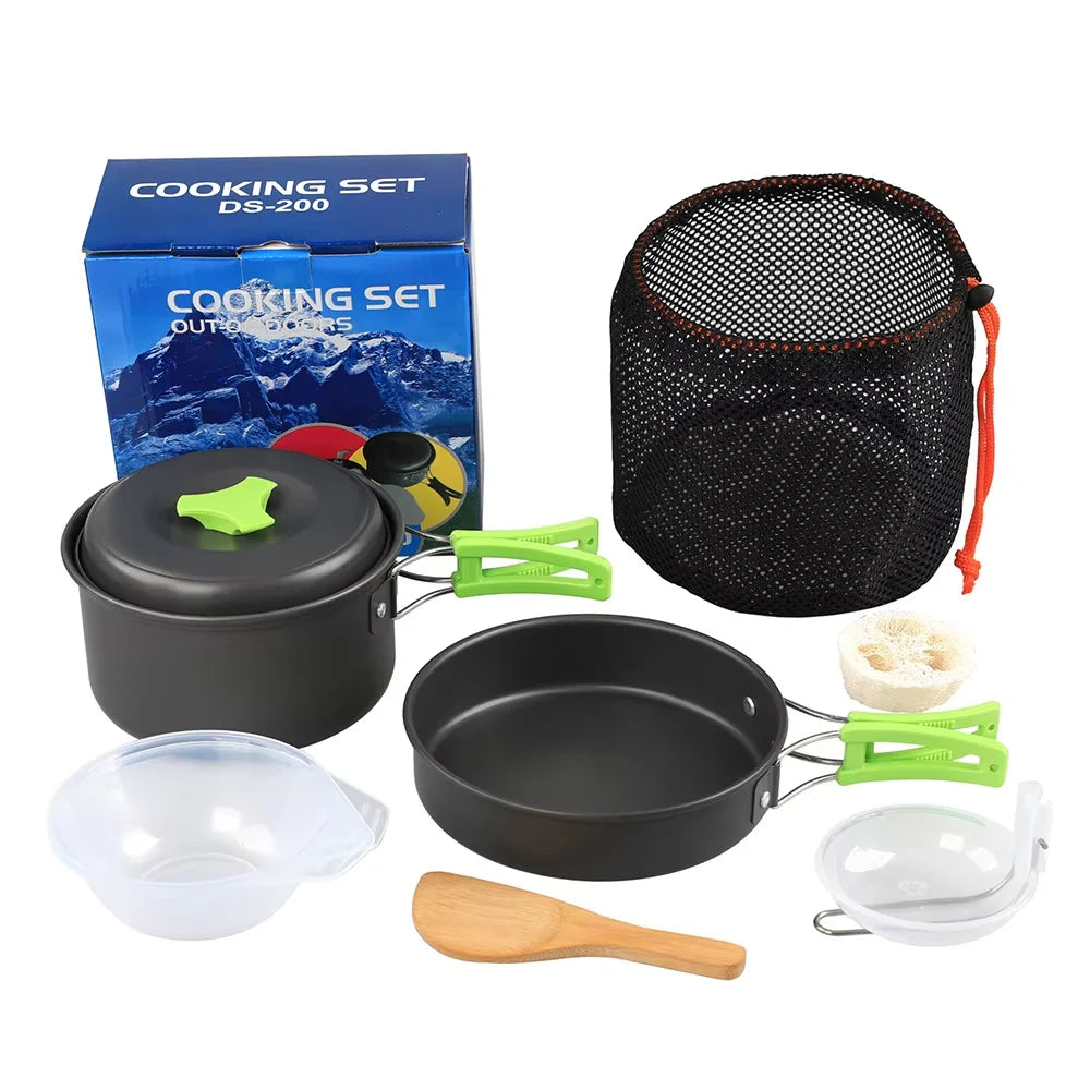 Mingchan Camping Cookware Mess Kit Portable Folding Camping Cooking Pan Pot Set for Backpacking Outdoor Hiking