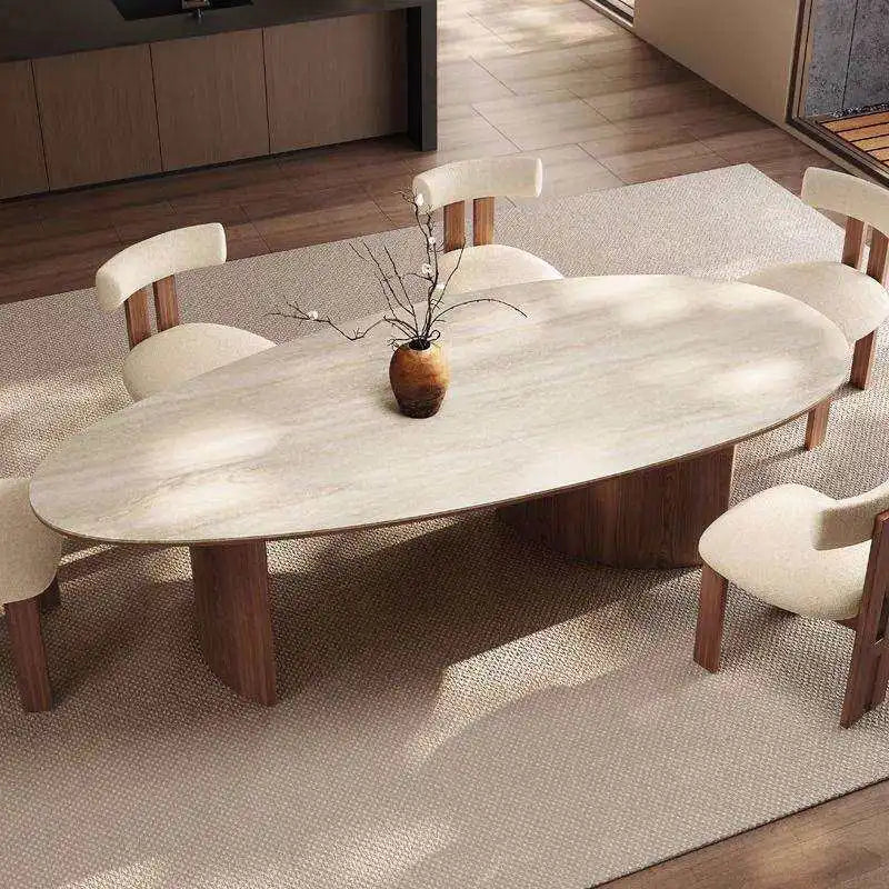 SANQI Marble Slate Tabletop Dining Table Italian Minimalist Droplet Shape Home Dining Table Factory Wholesale