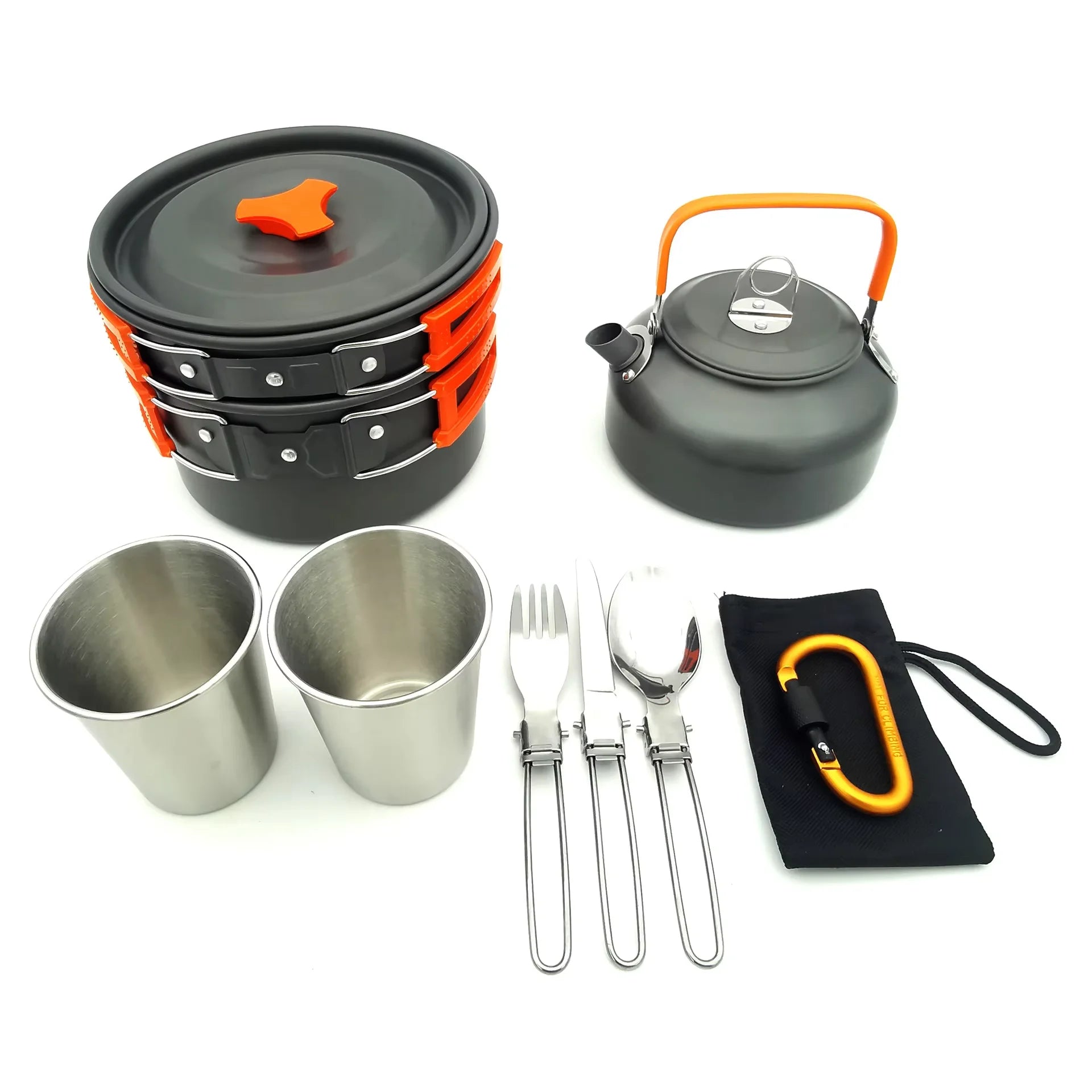Mingchan Camping Cookware Mess Kit Portable Folding Camping Cooking Pan Pot Set for Backpacking Outdoor Hiking