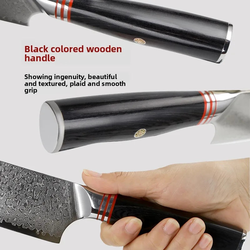 7  Inch Professional Damascus Steel Kitchen Knife Chinese Vegetable Cleaver Knife with Black Pakka Wood Handle
