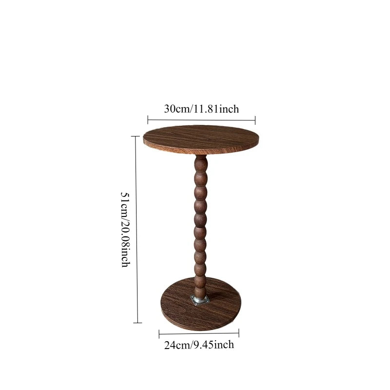 Round Side Table, Small Drink Table for Small Spaces, Modern Accent Nightstand with Solid Wood Leg for Living Room, Bedroom