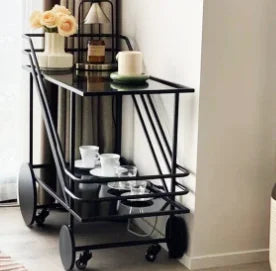 Dining car, iron art small cart, multifunctional, movable tea cart, dessert, food side, wine rack, restaurant side table
