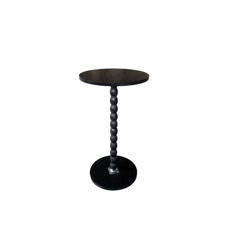 Round Side Table, Small Drink Table for Small Spaces, Modern Accent Nightstand with Solid Wood Leg for Living Room, Bedroom
