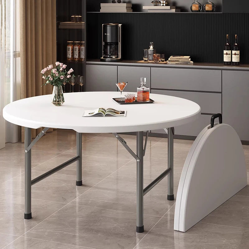 Extendable Dining Table, Dining Table For 4-12 People,round Space Saving For Home And Office Use, Without Stools