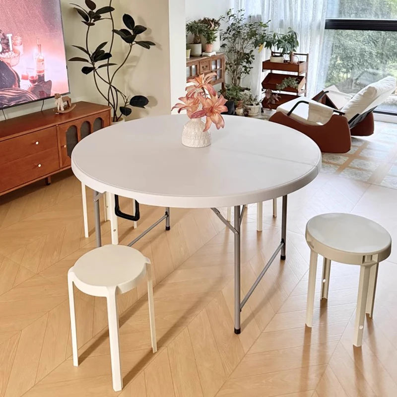 Extendable Dining Table, Dining Table For 4-12 People,round Space Saving For Home And Office Use, Without Stools