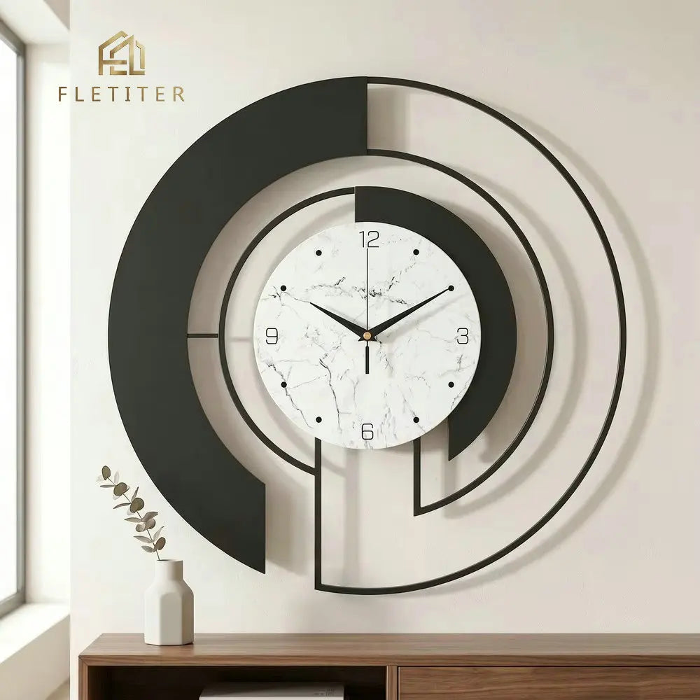 Gold Wall Clock, Decorative Art for Living Room & Entrance, Metal Frame Silent Non-Ticking Home Decor Clock, Timeless Design