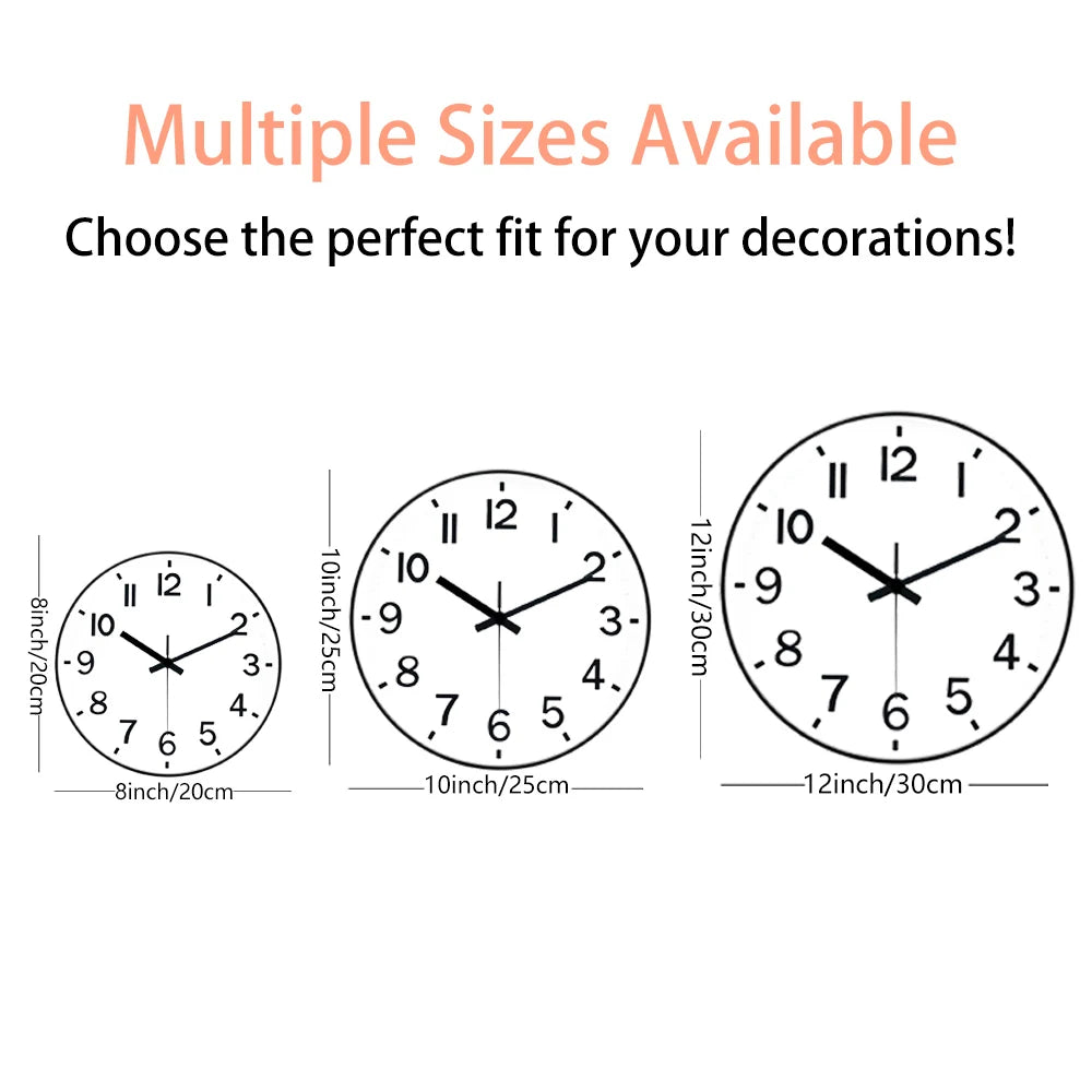 Modern Round Wall Clock Wooden Grain Non-Ticking Wall Clock for Living Room Bedroom Kitchen Office Home Decor Minimalist Style