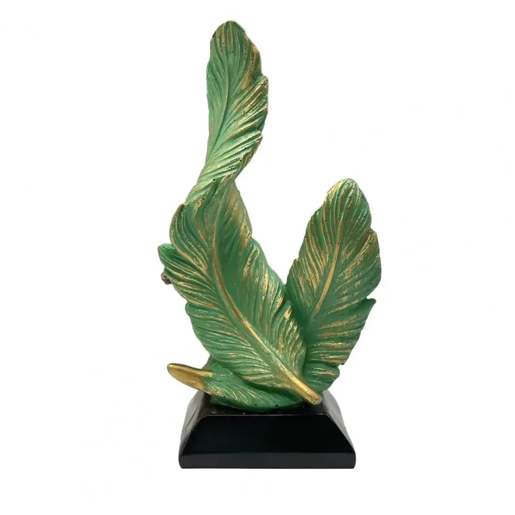 Decorative Feather Decor Feather Ornament Sculpture Decorative Table Accent with Fine Carving Elegant Home Office Room