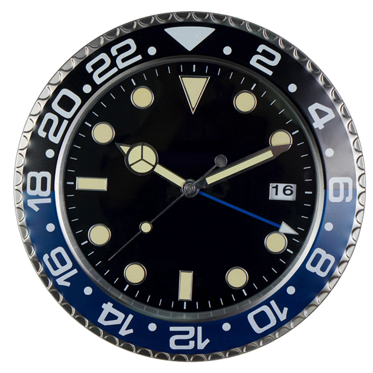 1pc 13 inch luxury creative metal wall clock, living room and study decoration wall clock, fluorescent clock dial, battery free