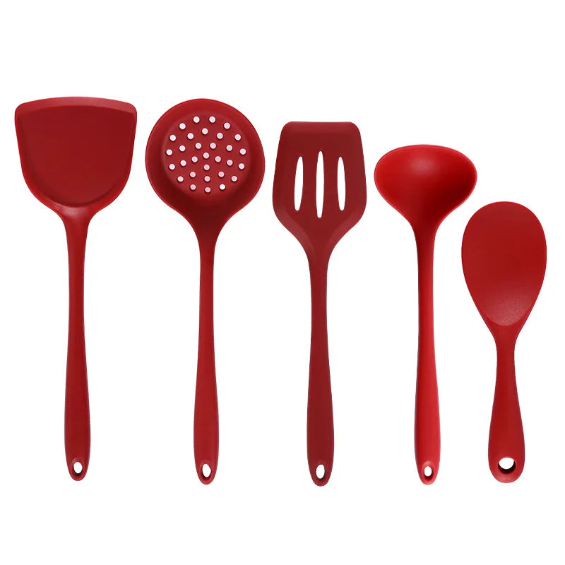 Kitchen Accessories Cooking Kitchen Set Cookware Sets, 5pcs Set Food Grade Silicone Spatula, Kitchen Slotted Spoon, Rice Spoon