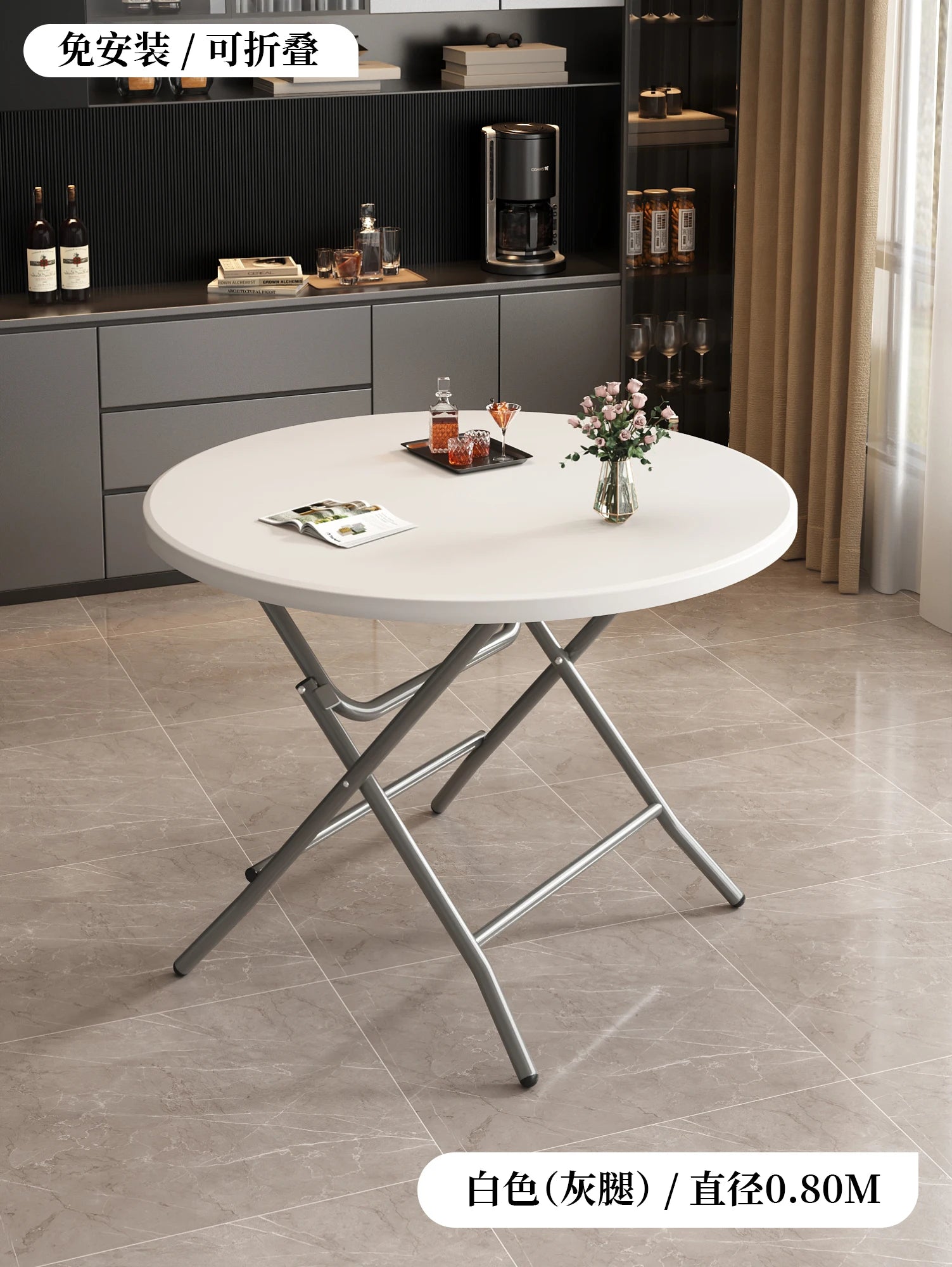 Extendable Dining Table, Dining Table For 4-12 People,round Space Saving For Home And Office Use, Without Stools