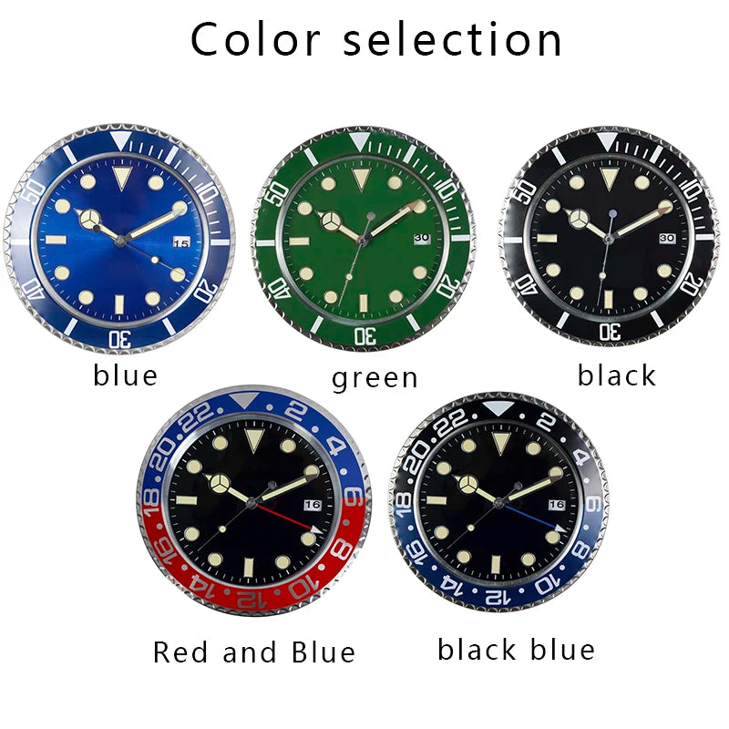 1pc 13 inch luxury creative metal wall clock, living room and study decoration wall clock, fluorescent clock dial, battery free