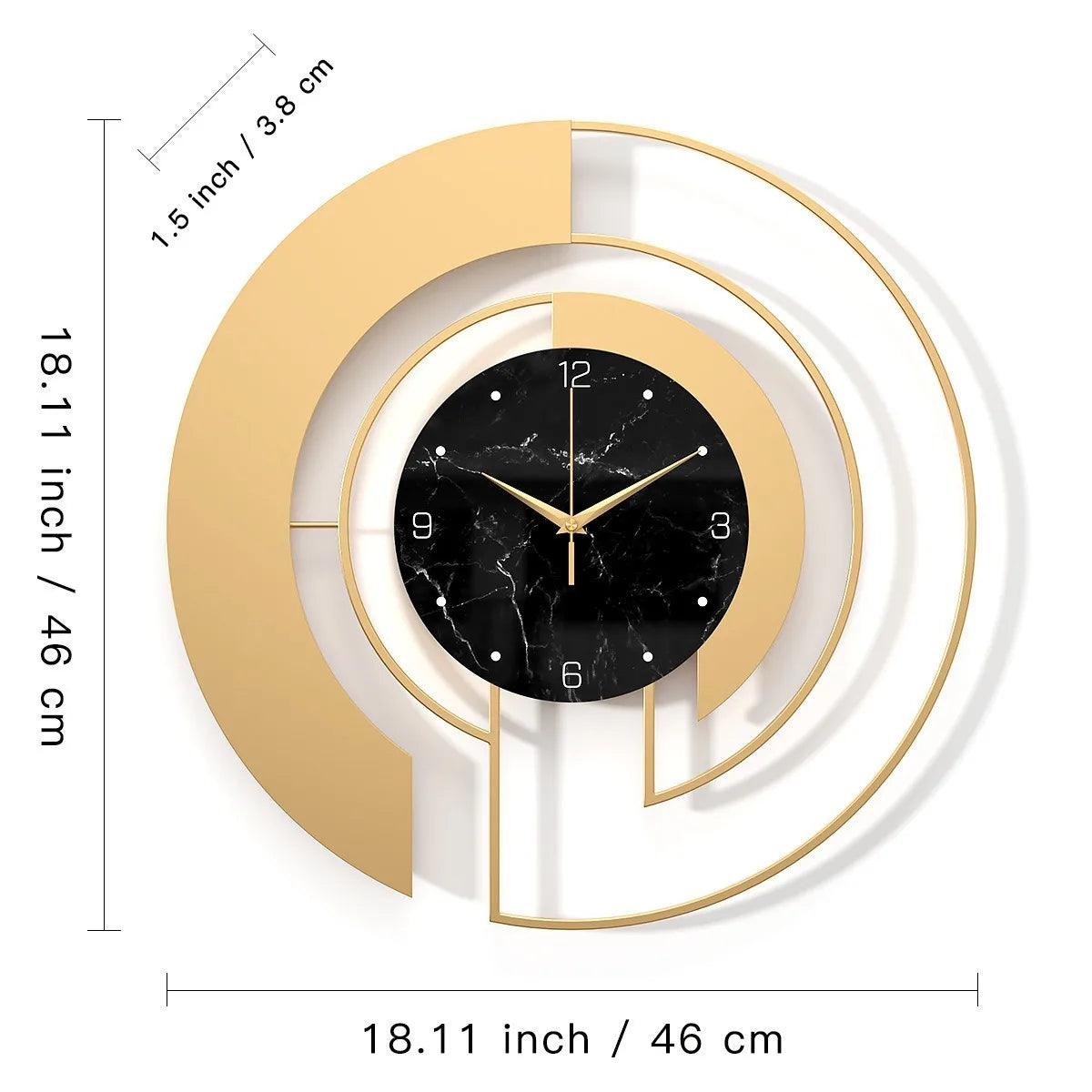 Gold Wall Clock, Decorative Art for Living Room & Entrance, Metal Frame Silent Non-Ticking Home Decor Clock, Timeless Design