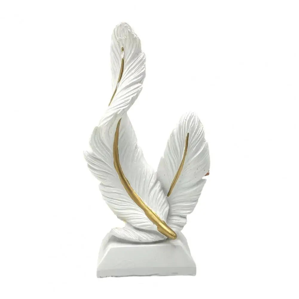 Decorative Feather Decor Feather Ornament Sculpture Decorative Table Accent with Fine Carving Elegant Home Office Room
