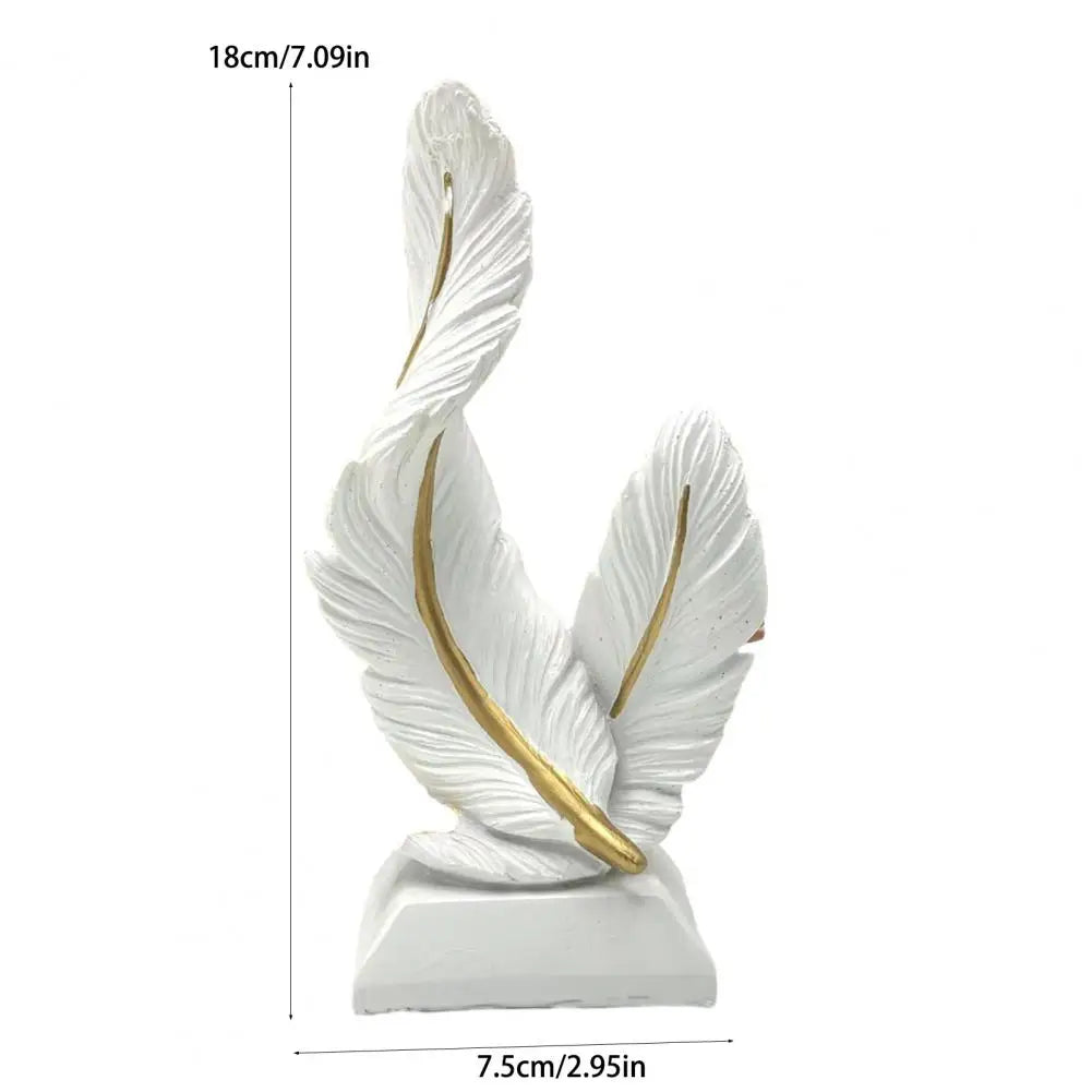 Decorative Feather Decor Feather Ornament Sculpture Decorative Table Accent with Fine Carving Elegant Home Office Room