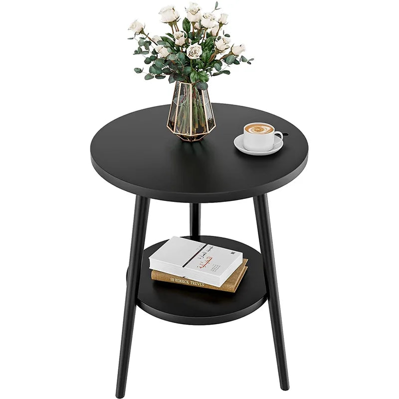 Double Layered Circular Dining Table, Small Side Table Round Wood Table, Suitable for Home Living Room Decoration, Bedroom
